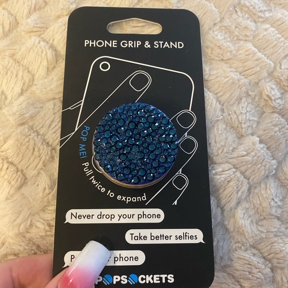 Dark blue popsocket w/Swarovski rhinestones - Picture 1 of 1